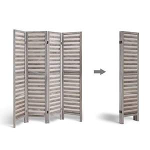 Longtu Écran à <span class=keywords><strong>persiennes</strong></span> pliant à 4 <span class=keywords><strong>panneaux</strong></span> Séparateur de pièce à cadre en bois rustique en bambou gris pour salon salle à manger espace de bureau - Product Image 5