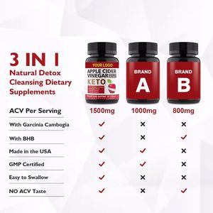Oem Private Label Non-Gmo Keto Capsule Natuurlijke Supplement Appelazijn <span class=keywords><strong>Capsules</strong></span> - Product Image 6