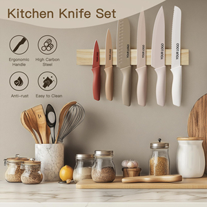 Juego de Cuchillos de Cocina de 13 Piezas al por Mayor con 6 Protectores de Hoja, Acero Inoxidable, Cuchillo de <span class=keywords><strong>Chef</strong></span>/Utilitario/Rebanador/de Frutas/de Pan, Profesional - Product Image 6