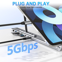 Base de Conexión Portátil de Alta Calidad 8 en 1 Tipo-C, Hub USB y Soporte para Laptop con 8 Puertos para Laptop Macbook