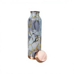 Modern Luxury Marble Pattern <b>Metal</b> <b>Water</b> <b>Bottle</b> Copper Lid Portable Travel Use - Product Image 1