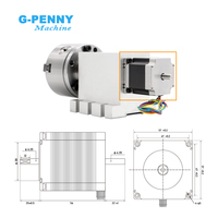 Kit d'axe de rotation/axe A pour machine de fraisage CNC G-Penny 4ème axe avec moteur pas à pas Nema23 3/4 mâchoires 80/100mm et contre-pointe