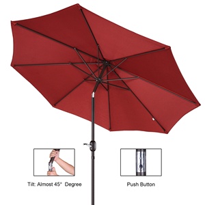 Sombrilla impermeable de 9 pies para <span class=keywords><strong>patio</strong></span> de jardín al aire libre con inclinación de botón y manivela, sombrilla de mercado con base - Product Image 4