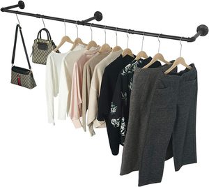 JIN MAI <strong>Clothes</strong> <strong>Rail</strong> <strong>Wall</strong> Mounted Industrial Hose Style <strong>Clothes</strong> <strong>Rail</strong> Space Saving Removable <strong>Clothes</strong> Rack - Product Image 1