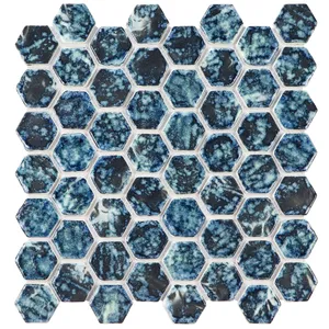 Novidade mosaico de parede de vidro mosaico de azulejos hexagonais