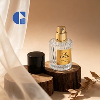 Envase de Perfume Personalizado con Logotipo, Botella de Vidrio Cilíndrica Acanalada de 30ml 50ml 100ml, Envase de Perfume en Spray con Tapa Negra