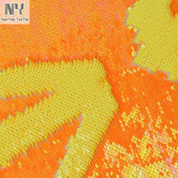 Nanyeee-tissu à paillettes, deux couleurs, Orange néon, pour veste, vente au mètre