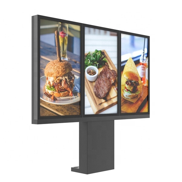 Outdoor 49 55 Inch 3000nits Spliced 3 Screens Digital Drive Thru Display Menu Boards System