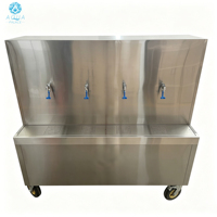 Distributeur d'eau glacée commercial 200L/H avec double réservoir d'eau froide de 50L en acier inoxydable 304, robinet à poussoir, refroidisseur d'eau extérieur