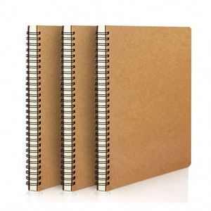 Custom Spiral Bound Leather Cover A5 100 Sheets Thick Kraft Paper Organizer/<b>Planner</b> <b>Journal</b> Notebooks for Writing - Product Image 1