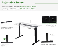 Bureau électrique réglable en hauteur avec cadre et plateau assemblé dans un seul carton, table d'ordinateur ergonomique à moteur unique