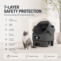 Bac à litière intelligent pour chat avec contrôle par application |   Capteurs anti-pincement à double sécurité |   Nettoyage automatique pour plusieurs chats |   Design carré