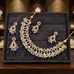 Indian Traditional Antique Gold Plated Kundan Choker Necklace <b>Set</b> Maroon Ruby Red Gemstone Bead Bridal Jewelry <b>Set</b> with Earrings - Product Image 2
