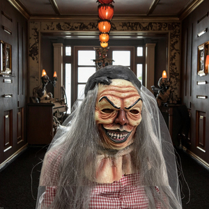 Maschera Creativa da Strega <span class=keywords><strong>di</strong></span> <span class=keywords><strong>Halloween</strong></span> con Design Divertente dei Capelli, Maschera Horror in Latex, Copertura Completa del Viso, Taglia Unica per Adulti 18+ - Product Image 2