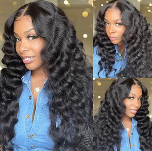 Peluca Remy con frente de encaje de 13*4 de longitud larga, cabello brasileño de onda profunda para <span class=keywords><strong>Amazon</strong></span>, nuevo producto transfronterizo de gran venta - Product Image 6