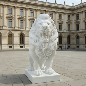 Escultura de Mármol Tallada a Mano de Alta Calidad para Exteriores, Estatua de León Sentado de Gran Tamaño para <span class=keywords><strong>Entrada</strong></span> - Product Image 5