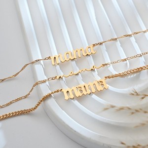 Joyería de moda collar de mamá 18K oro Acero inoxidable personalizar gótico mamá Collar personalizado <span class=keywords><strong>fuente</strong></span> cadena collar regalo de la madre - Product Image 1