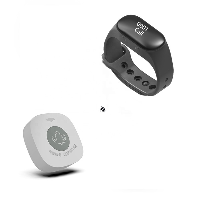 Hospital Cafe Guest Paging Buzzer Table Call Button Screen Receiver Waterproof Vibrating Wireless Wrist Watch Pager Restaurant