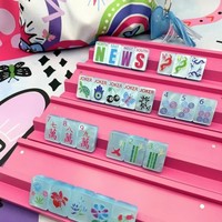 Ubin Mahjong Akrilik Biru Muda Berkilau 160pcs NMJL Standar dengan Ubin Permainan Naga, Bunga & Joker Keberuntungan