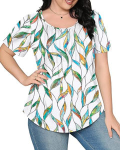 Belles femmes douceur T-Shirts été mode lâche col rond Blouses décontracté élégant à manches courtes - Product Image 2