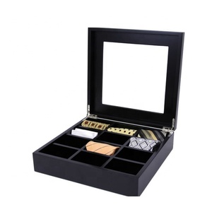 Hộp Bao Bì Quà Tặng Bằng Gỗ Có Nơ Thắt Kết Thúc Sơn Mài Màu Đen Sang Trọng Giảm Giá Mạnh - Product Image 1