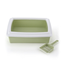 Bac à litière rectangulaire Semi-fermé pour chat, litière, toilette en plastique, avec pelle, bac à litière, pour animaux de compagnie