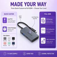 Adaptador USB C HDTV 3 en 1 4K 60Hz PD100W Carga Rápida USB3.0 5Gbps Ultra Delgado 63mm Estación de Acoplamiento Portátil de Aluminio para Laptop