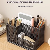 Organiseurs de bureau en maille, porte-stylos, porte-crayons pour bureau, organisateur de fournitures de bureau en métal à 3 compartiments pour l'école, la maison et le bureau