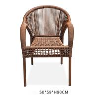 Chaise de salle à manger d'extérieur moderne avec alliage d'aluminium et dossier de loisirs en rotin simple pour cour, balcon, terrasse ou salon