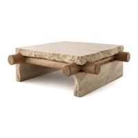 Table basse en pierre Wabi Sabi naturelle, durable et écologique, table carrée rustique, table centrale pour salon, décoration de maison de luxe, meubles
