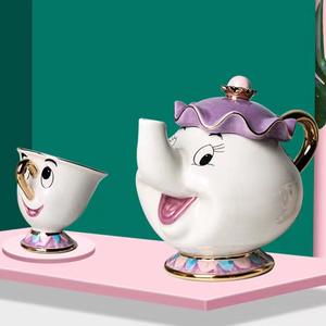 Théière la belle et la bête Archie, ensemble de tasses, assiettes et soucoupes en céramique, théière en porcelaine peinte, tasse à thé <span class=keywords><strong>Mrs</strong></span> potter - Product Image 6