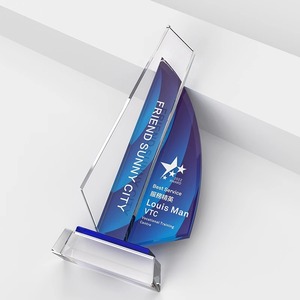 Trofeo de cristal personalizado para regalo de negocios, Trofeo y premios de cristal con forma de velero con impresión colorida - Product Image 4