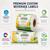 Étiquettes personnalisées imperméables pour bouteilles de boissons, autocollantes en vinyle en rouleau, impression pour pots de jus, autocollants pour boîtes, emballage avec logo privé