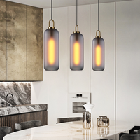 Lustre LED de luxe en fer et verre, style post-moderne, hauteur réglable, intensité variable, noir, garantie 2 ans, pour restaurant, bureau, chambre