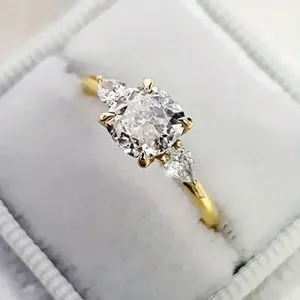 Caoshi Các New Đệm Hình Cubic Zirconia Vòng Phụ Nữ Thời Trang Hợp Đồng Thiết Kế Cưới Engagement Hot Bán Vòng Nhẫn OEM - Product Image 2