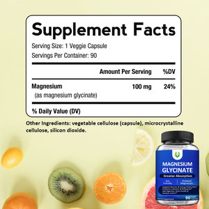 Venta Directa de Fábrica, Complejo Vegano Triple de Magnesio, 300 mg de Glicinato de Magnesio, Malato, Citrato, Cápsulas, Antioxidante para Adultos, Relajante - Product Image 2