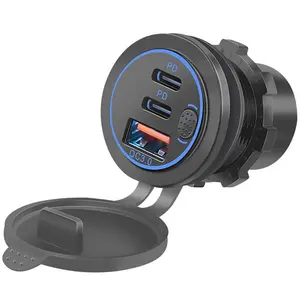 QC3.0+Dual PD USB Port Car Charger Socket