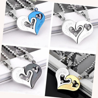KISSWIFE Pendentif Mode Personnalisé Cœur Amour Collier Chaîne pour Couple Femme Bijoux