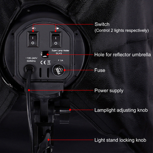 WF SBBS5070-4 Attrezzatura Fotografica, <span class=keywords><strong>Forma</strong></span> Rettangolare 50*70cm con 4 Portalampade E27 - Product Image 5