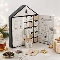 Boîte cadeau en carton robuste personnalisée de qualité supérieure avec 24 tiroirs, en forme de maison, pour sachets de thé, calendrier de l'avent de Noël