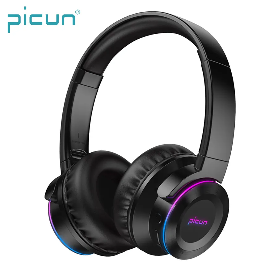 Picun b9 katlanabilir kulak led ışık dokunmatik kablosuz bluetooth kulaklıklar özel logo