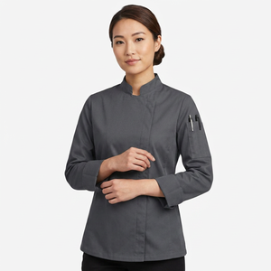 Veste de chef moderne 100% coton à manches longues respirante pour le personnel de restaurant et d'hôtel, fabricant OEM en gros - Product Image 1