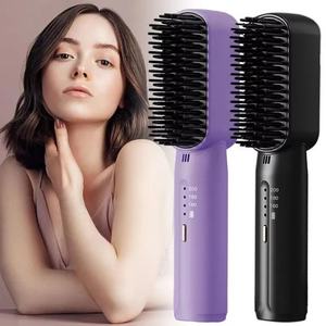 Lisseur de cheveux sans fil anti-brûlure à chargement Type-C 2025, brosse lissante portable sans fil avec ions négatifs - Product Image 1