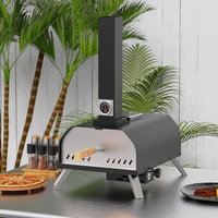 Four à pizza portable sans fumée en acier inoxydable argenté réglable pour l'extérieur et le camping