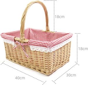 Wicker Dã Ngoại giỏ dệt rỗng phục sinh giỏ dã ngoại cản trở với gấp xử lý liễu vườn thu hoạch giỏ với linenr - Product Image 3