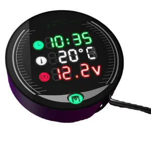 DC12V 3 in 1 Display digitale a LED indicatore di voltmetro della temperatura del motociclo con orologio orologio da moto con voltmetro