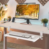 Support de clavier moderne à fixation sans perçage sous le bureau, réglable en hauteur, avec gestion des câbles