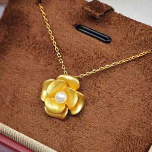 UM Jewelry 925 Silver <b>Gold</b> Plated Flower Shape Minimalist Pendant <b>Necklace</b> Natural Freshwater <b>Pearl</b> Unisex Engagement Wedding - Product Image 6