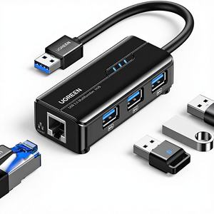 Adaptador <span class=keywords><strong>Ethernet</strong></span> UGREEN USB 3.0 Hub 10/100/1000Mbps con 3 Puertos USB 3.0 Externos para Laptop, PC, MacBook, <span class=keywords><strong>Mac</strong></span> <span class=keywords><strong>Mini</strong></span>, Surface, XPS - Product Image 1