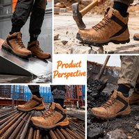 Chaussures de sécurité antistatiques légères pour hommes et femmes, bottes de travail à embout en acier, chaussures de randonnée imperméables, bottes en cuir microfibre
